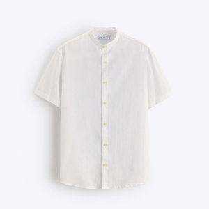Zara white short sleeve button dow